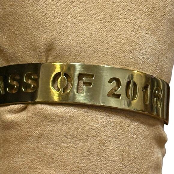 Rustic Cuff Gold-Tone Class of 2016 Cut-Out Cuff Bracelet Grad Gift Preowned - Picture 6 of 15